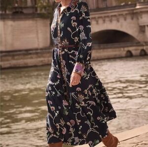 LOFT • Shirt Dress with Elegant Print 🦚